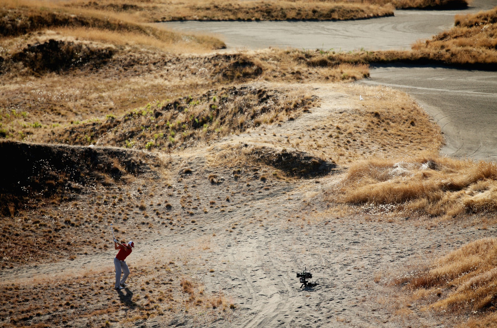 Sergio Garcia in the rough on 14, he joined the game's elite in criticising the west-coast course (Photo by Mike Ehrmann/Getty Images)