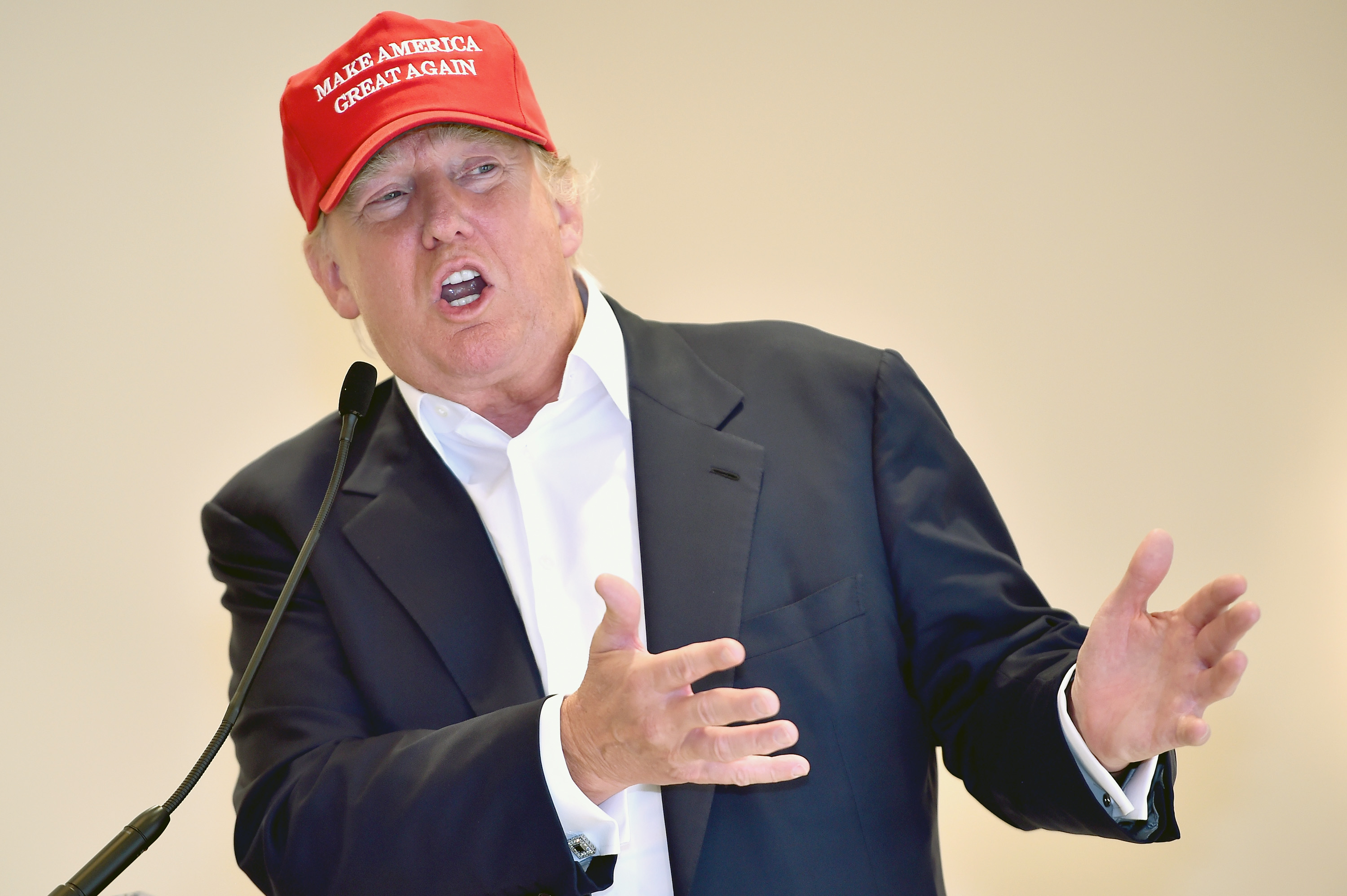 Ayr-hair. Trump make his presence felt at Turnberry (Photo by Jeff J Mitchell/Getty Images)