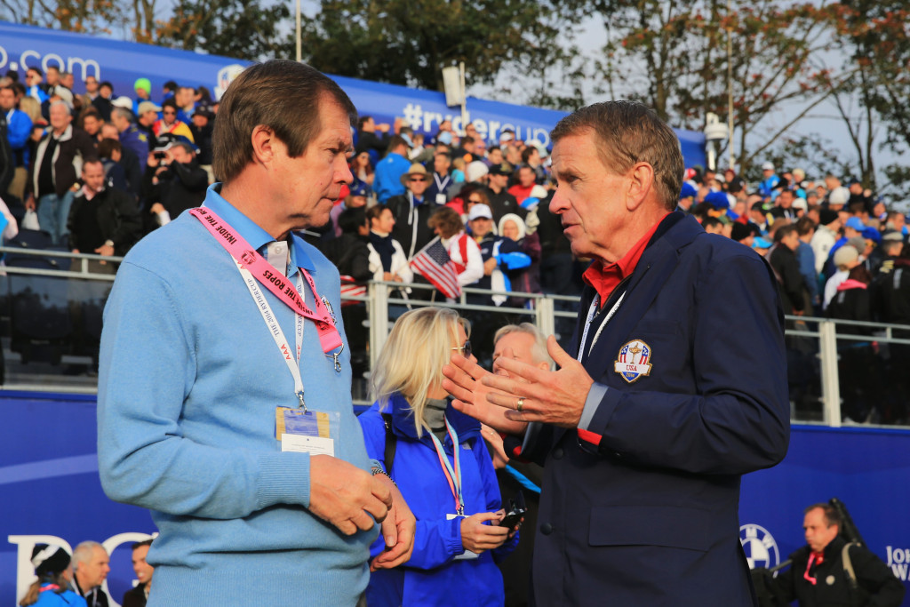 Tim Finchem, PGA of America Commissioner (right), talking with George O'Grady (Photo by David Cannon/Getty Images)