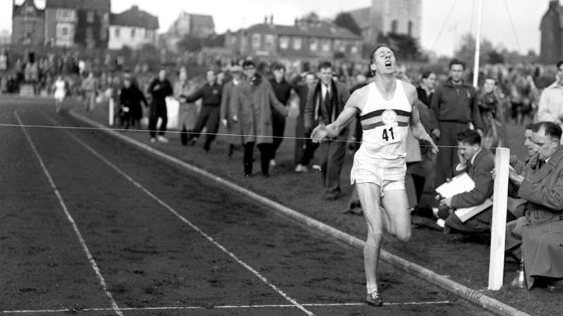 Record breker: Roger Bannister broke the four-minute mile in 1954, but the record was broken just 46 days later (photo by The Times)