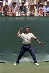 Holed: Nobilo in action during the 1998 Presidents Cup (photo by Getty Images)