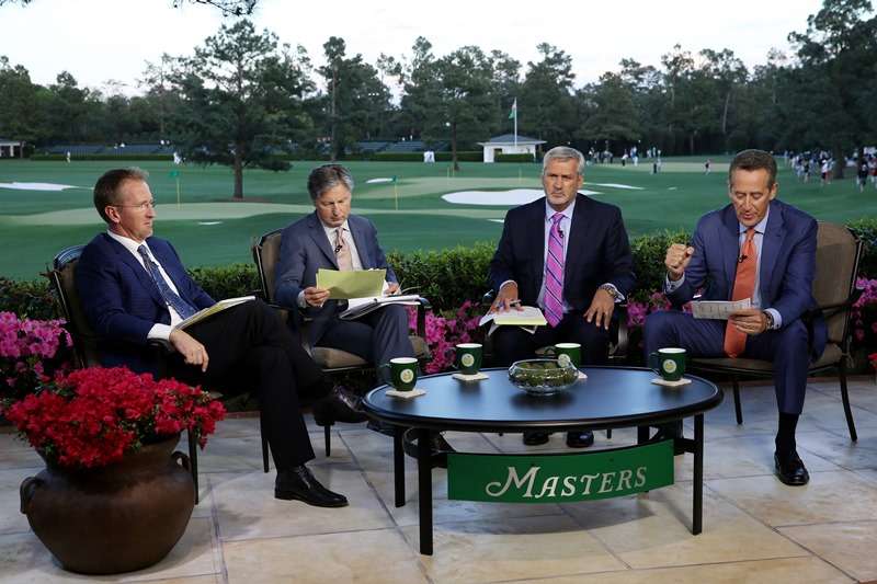 Masterly: Nobilo flanked by his Golf Channel team at Augusta
