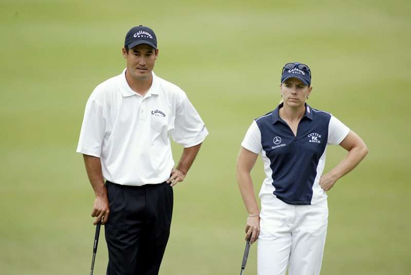 No split: Annika Sorenstam, pictured with Dean Wilson at the PGA Tour's 2003 Colonial in Texas (Photo by Getty Images)